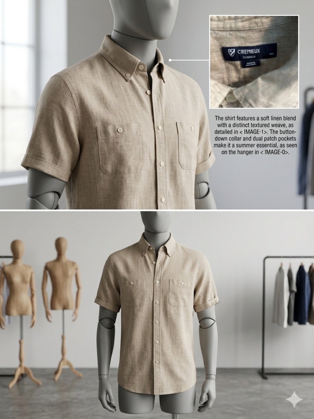 Daniel Cremieux Short-Sleeve Button-Down Shirt in Light Beige